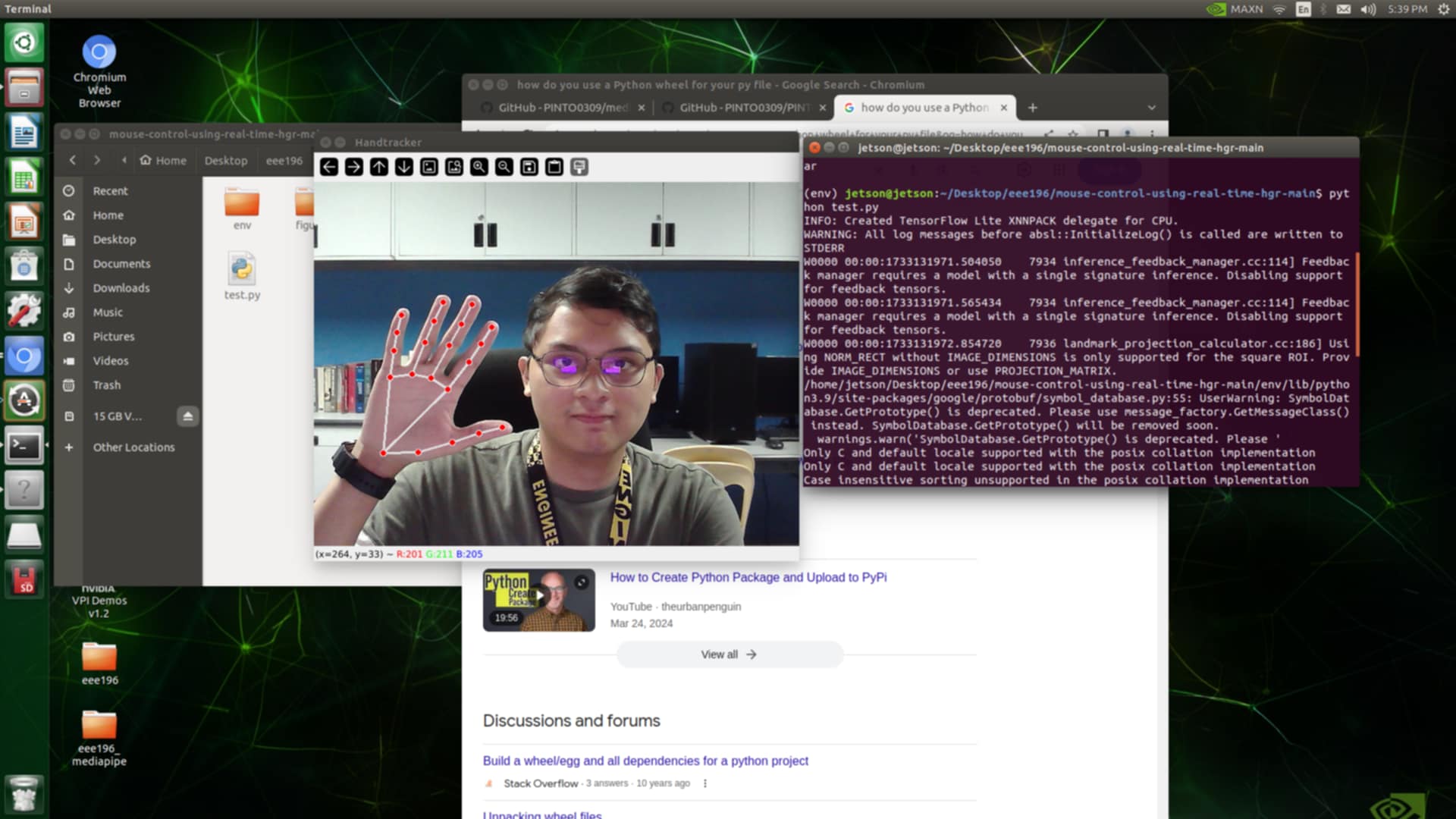 Using the MediaPipe Hands library for our thesis project
